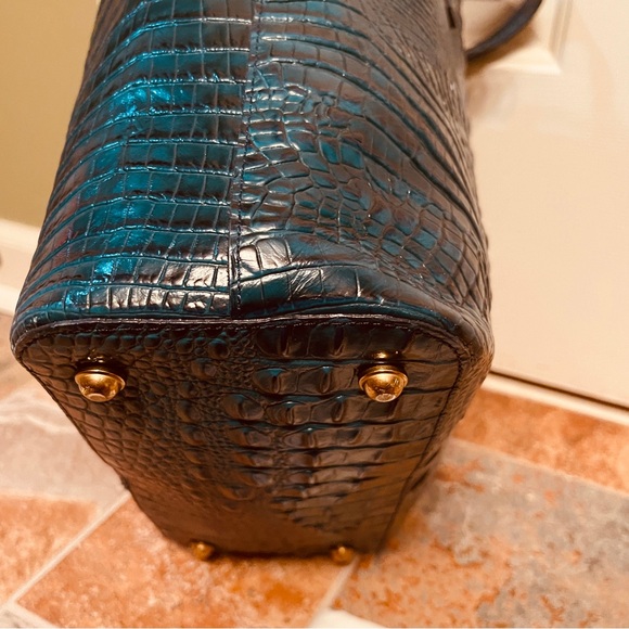🌴SALE! HARD TO FIND! Brahmin Croc Embossed Leather Green Medium Asher Melbourne! - Picture 7 of 13